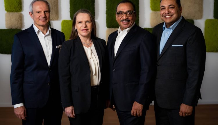 Thomas Bucher, Group Chief Finance Officer; Heike van de Kerkhof, Archroma Group Chief Executive Officer (CEO); Rohit Aggarwal, Divisional President & CEO of the Archroma Textile Effects division, as well as President Asia; Sameer Singla, Divisional President & CEO of the Archroma Paper, Packaging & Coatings division, as well as President Americas and Europe, Middle East & Africa.