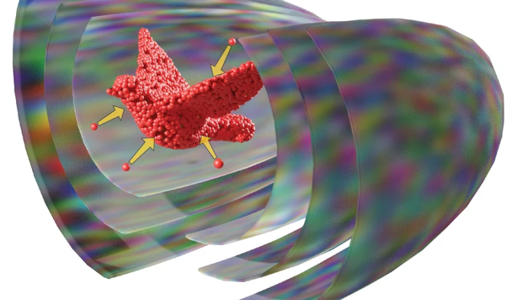 Ultrasound forms a sound field in which particles are formed into an object.
